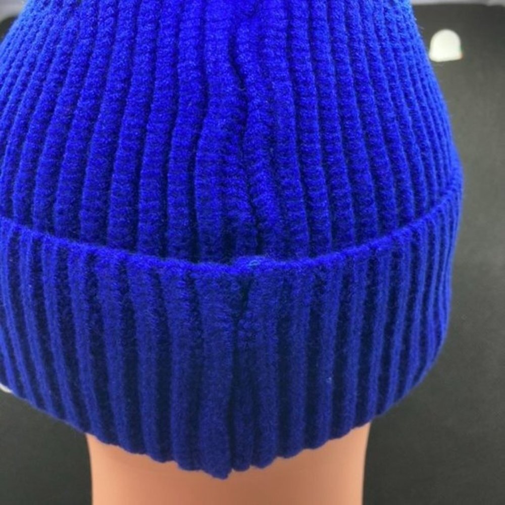 Blue Black Wool Beanie - Picture 3 of 7